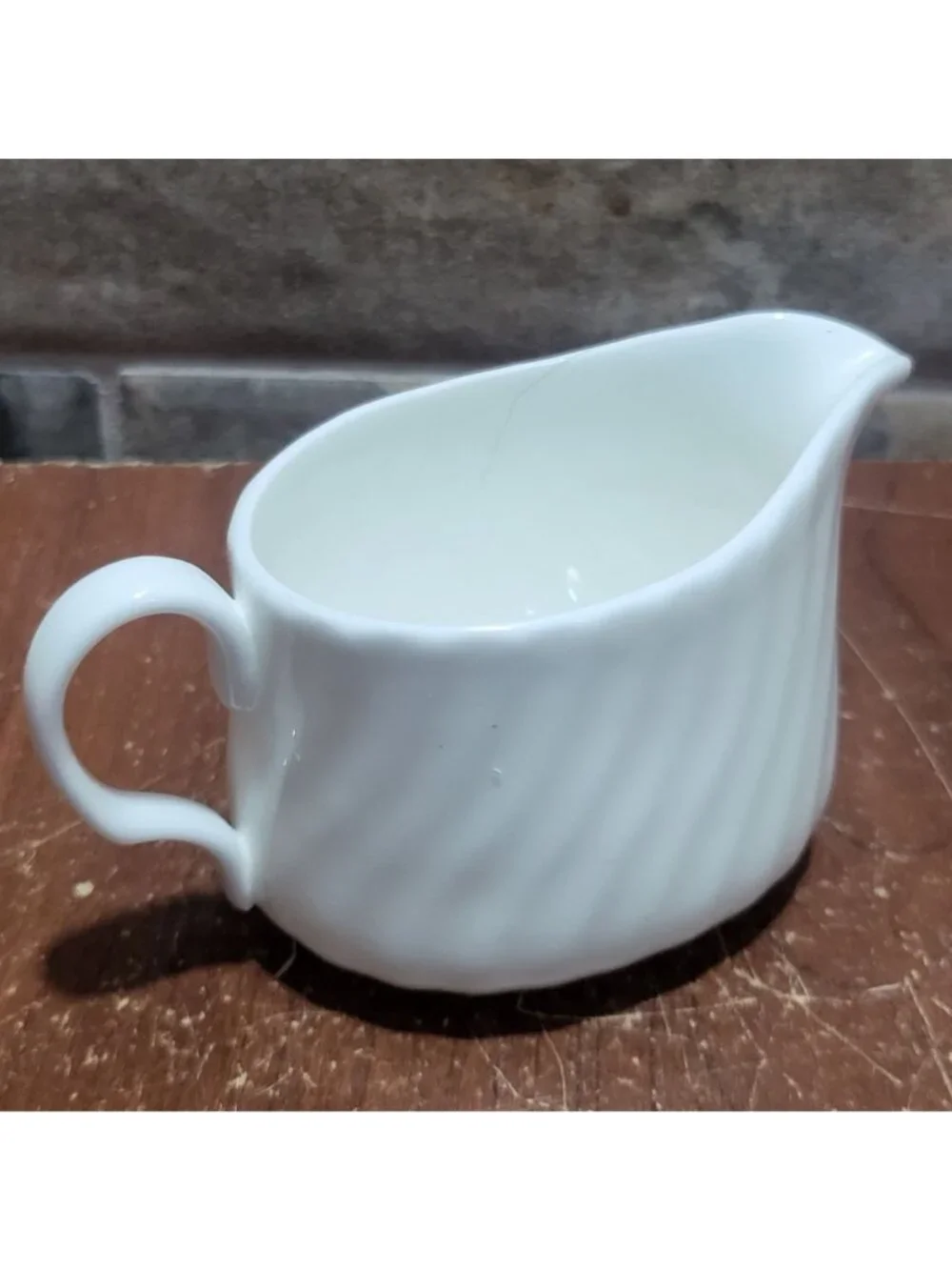Vintage White Fife Mini Creamer Syrup Pitcher Distinctive Swirl Pattern